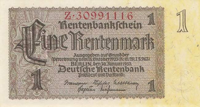 1 Rentenmark 1937 ro.166b Z